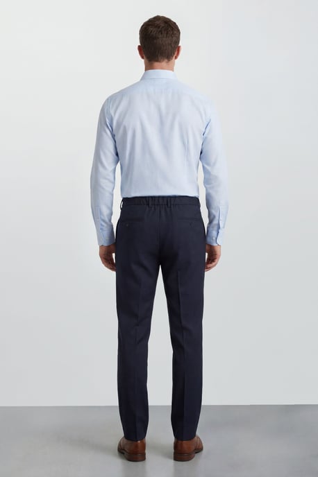 Navy Half Elasticated Trousers - Image 3