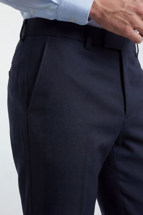 Navy Half Elasticated Trousers - Image 4