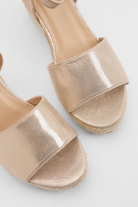 Rebekah Metallic Textile Peep Toe Espadrille Wedge Sandals - Image 3