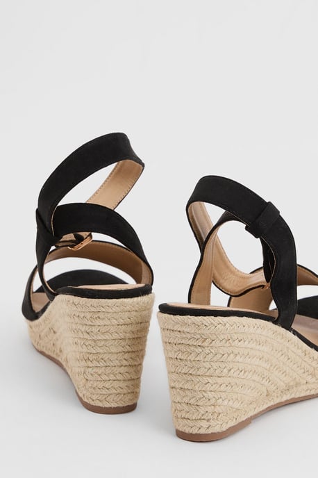 Wide Fit Rebekah Faux Suede Peep Toe Espadrille Wedge Sandals - Image 2