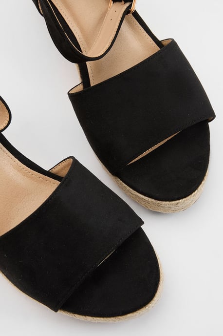 Wide Fit Rebekah Faux Suede Peep Toe Espadrille Wedge Sandals - Image 3