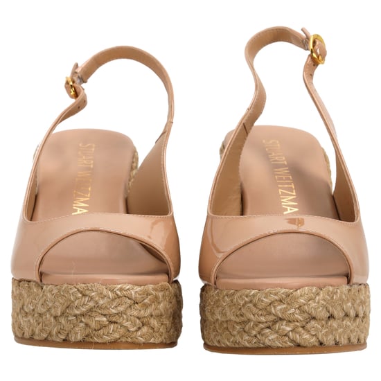 Stuart Weitzman Island Slingback Espadrille Sandals In Beige Patent Leather - Image 4