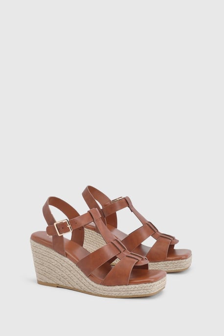 Extra Wide Fit T Bar Strappy Wedges - Image 3