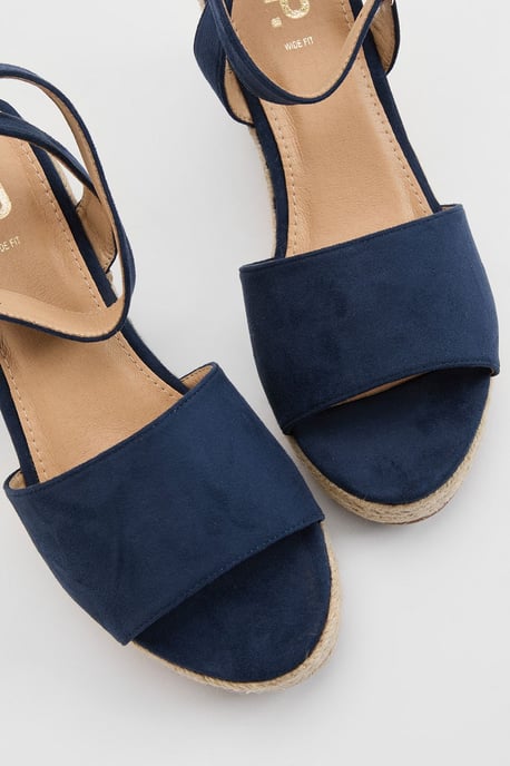Wide Fit Rebekah Faux Suede Peep Toe Espadrille Wedge Sandals - Image 3