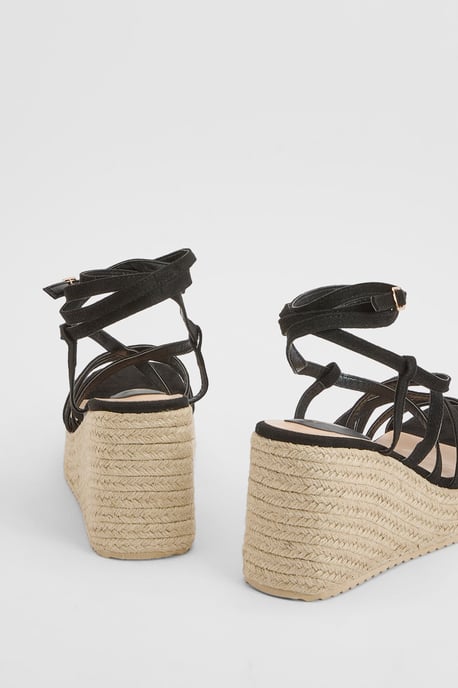 Faith: Sandy Faux Suede Strappy Open Toe Espadrille Wedge Sandals - Image 2