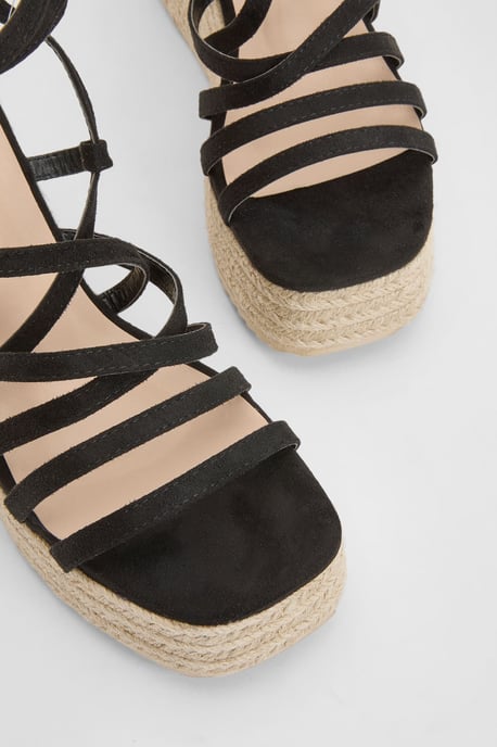 Faith: Sandy Faux Suede Strappy Open Toe Espadrille Wedge Sandals - Image 3