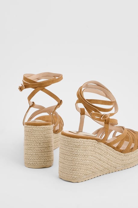Faith: Sandy Faux Suede Strappy Open Toe Espadrille Wedge Sandals - Image 2