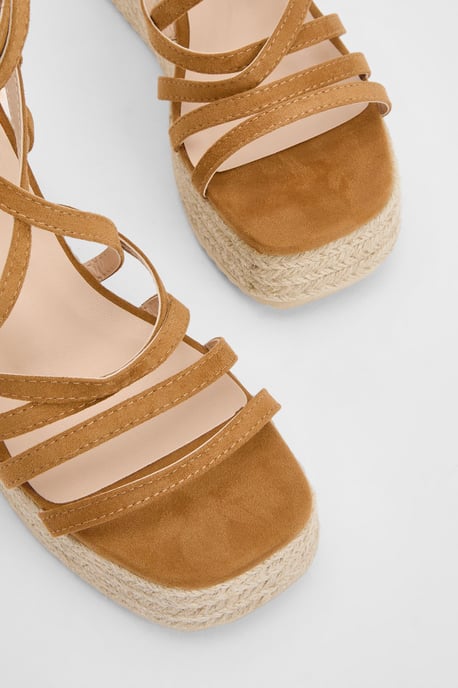 Faith: Sandy Faux Suede Strappy Open Toe Espadrille Wedge Sandals - Image 3
