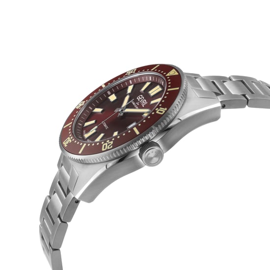 Gevril Men's Mariner Row Automatic, SS Case, Brown Bezel, Black Dial, 316L Stainless Steel Satin Bracelet Watch - Image 3