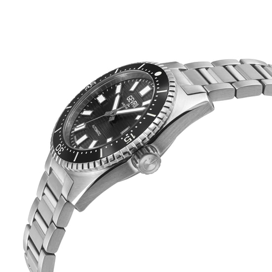 Gevril Men's Atlantic Avenue 316L Stainless Steel Case, Black Ceramic Bezel, Black Embossed Dial, 316L Stainless Steel Bracelet. - Image 3
