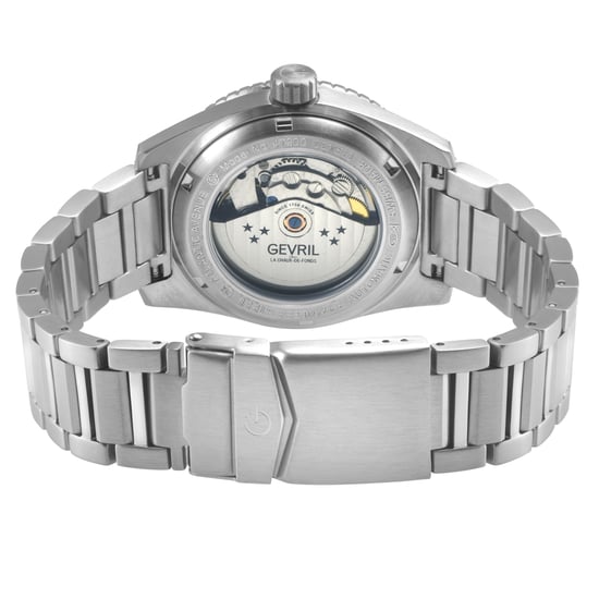 Gevril Men's Atlantic Avenue 316L Stainless Steel Case, Black Ceramic Bezel, Black Embossed Dial, 316L Stainless Steel Bracelet. - Image 4