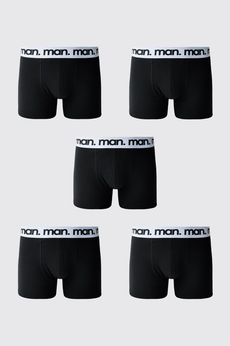 5 Pack Black With White Waistband Man. Boxers - Image 1