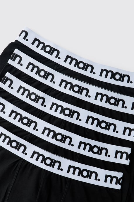 5 Pack Black With White Waistband Man. Boxers - Image 2