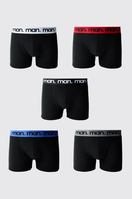 5 Pack Black With Multi Waistband Man. Boxers - Image 1