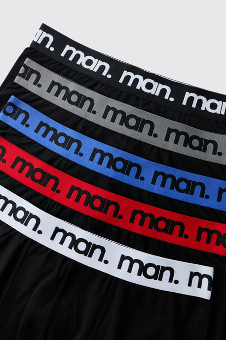5 Pack Black With Multi Waistband Man. Boxers - Image 6