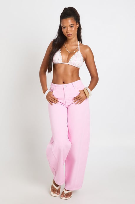 Mid Waist Twisted Seam Barrel Leg Jean - Image 3