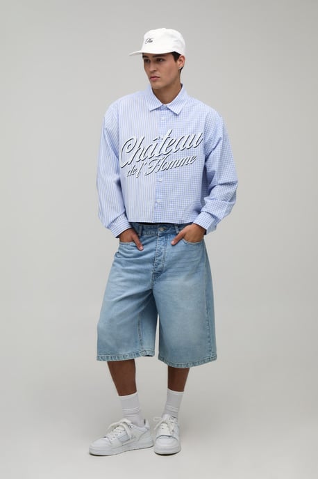 Crop Boxy Spliced Front Print Shirt - Image 4