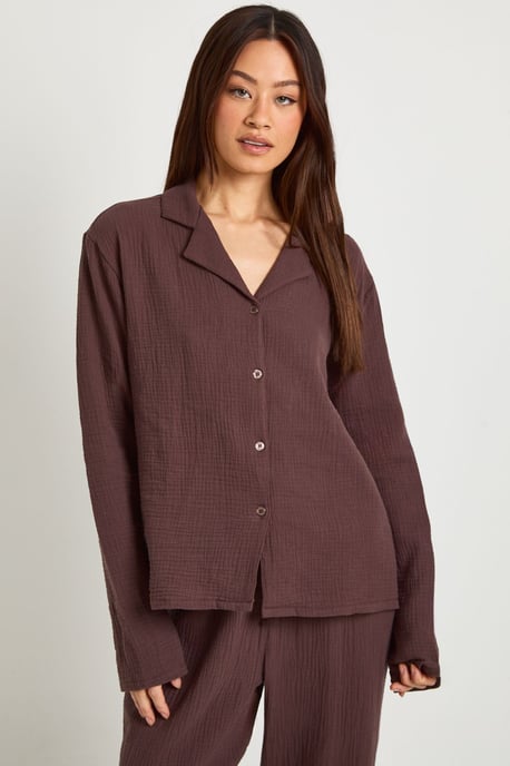 Tall Muslin Long Sleeve Shirt & Trouser Pyjama Set - Image 3