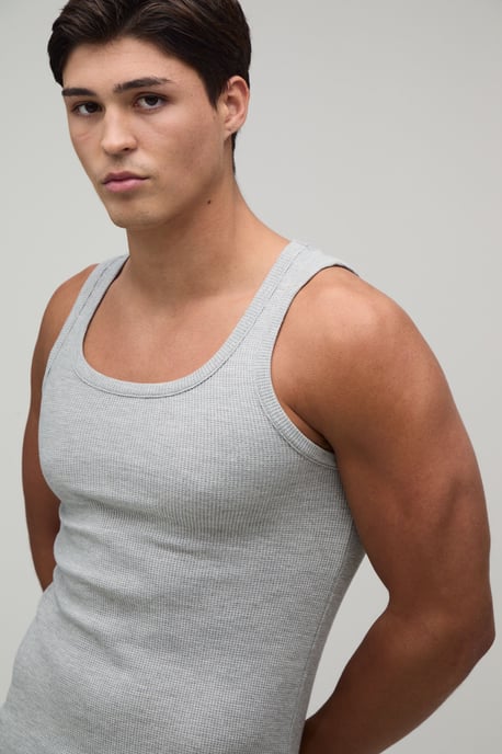 Basic Muscle Fit Waffle Vest - Image 3