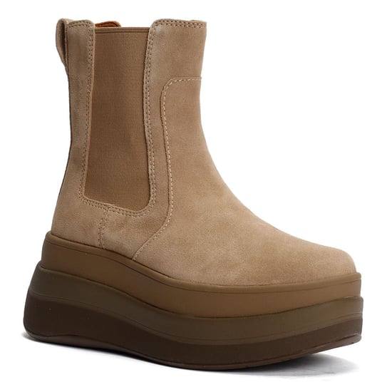 FitFlop F-Mode Suède Dames Beige Laarzen - Image 2