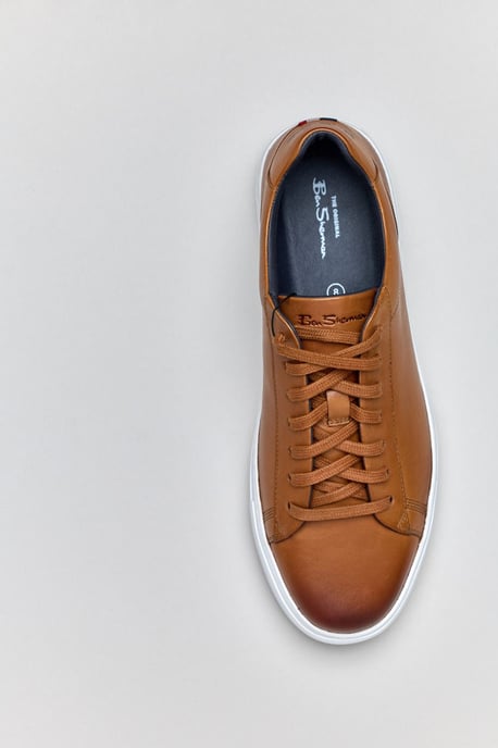 Ben Sherman Ace Cupsole Leren Heren Tan Sneakers - Image 4