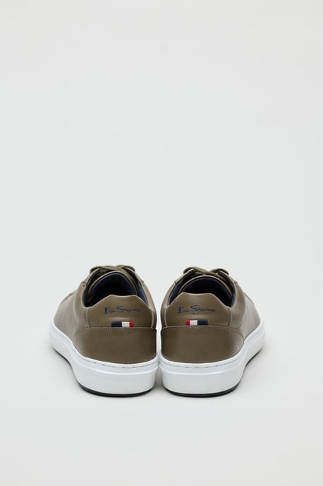 Ben Sherman Ace Cupsole Leren Mannen Olijf Sneakers - Image 3