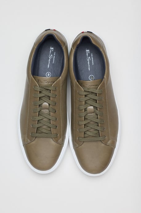 Ben Sherman Ace Cupsole Leren Mannen Olijf Sneakers - Image 4