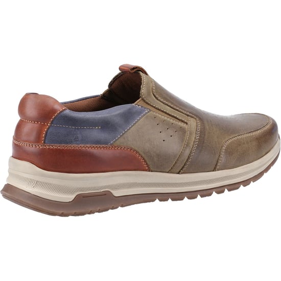 Hush Puppies Cole Läder Herrskor I En Blandning Av Khaki/Marinblå/Beige Läder - Image 2