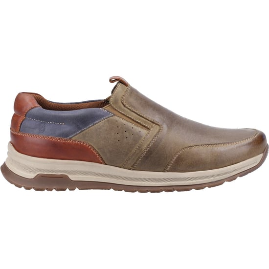 Hush Puppies Cole Läder Herrskor I En Blandning Av Khaki/Marinblå/Beige Läder - Image 4