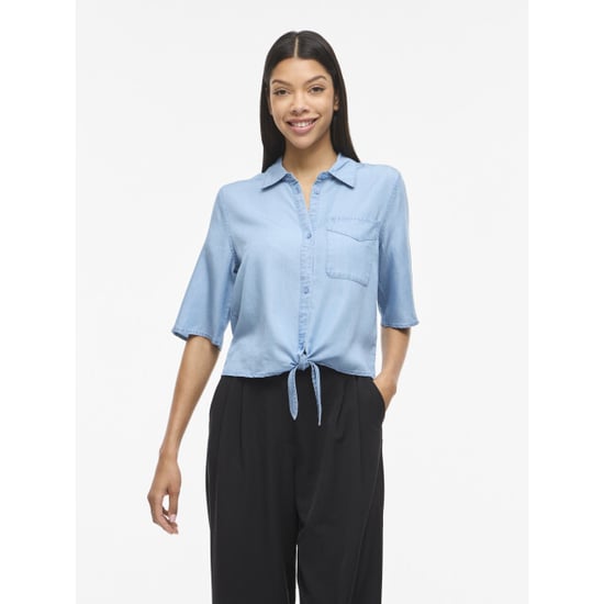 Vila Vitea 2/4 tie denim top - Image 1
