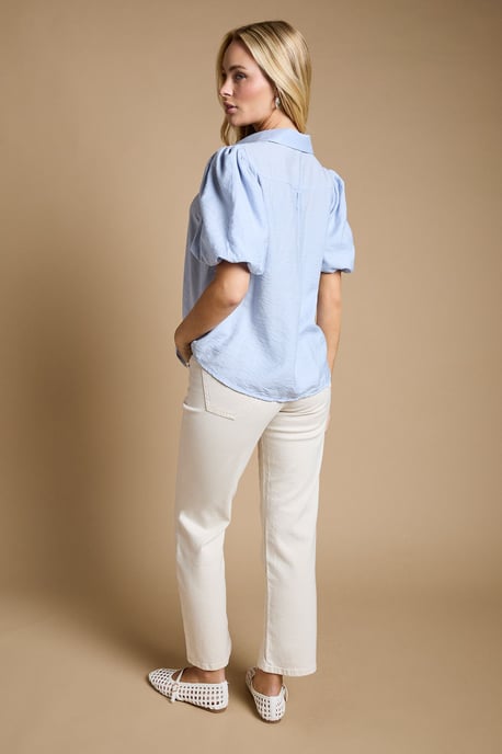 Puff Sleeve Collared Shirt - Image 3