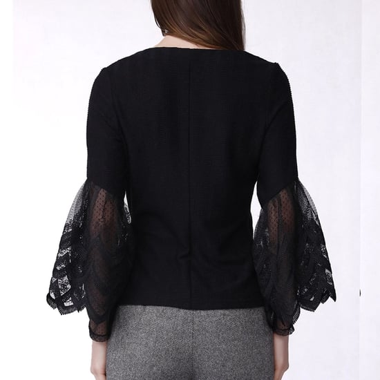 Cross-heart knit top with scalloped edge lace - Image 2