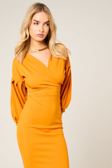 Belted Bodycon Midi Wrap Dres - Image 5
