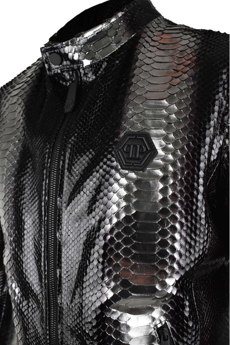 Philipp Plein Läderjacka Silver - Image 3
