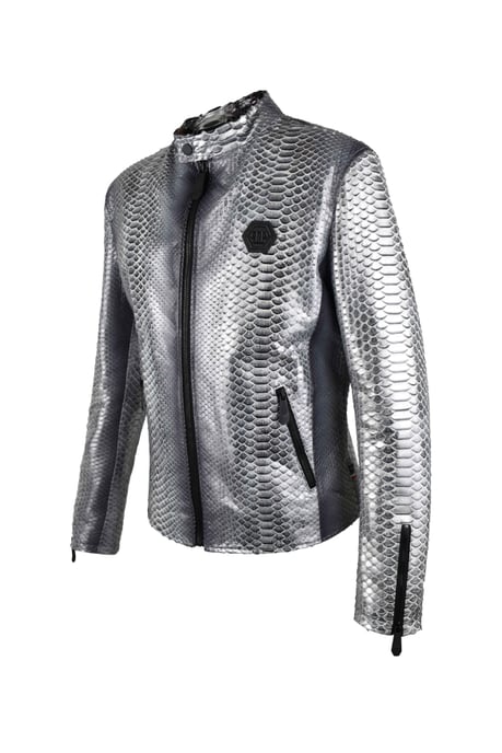 Philipp Plein Leren jas Zilver - Image 4