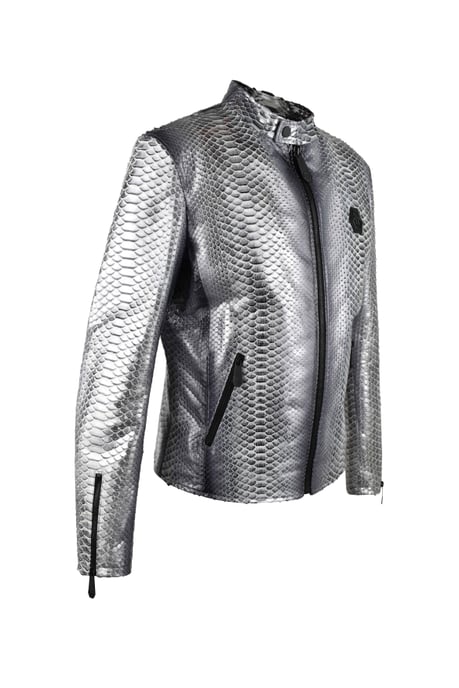Philipp Plein Leren jas Zilver - Image 5