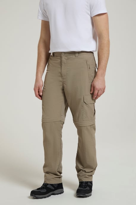 'Explore' Men's Convertible Trousers Quick Drying Fade Resistant Zip Off Pants Beige - Image 1