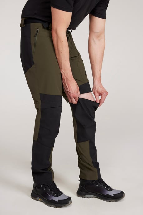 Men's Trekking Convertible Trouser Water Resistant Stretchy Hiking Zip Off Pants Green - Image 4