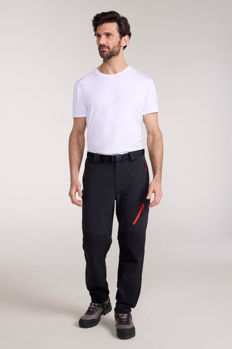 Men's Trekking Convertible Trouser Water Resistant Stretchy Hiking Zip Off Pants Black - Image 2
