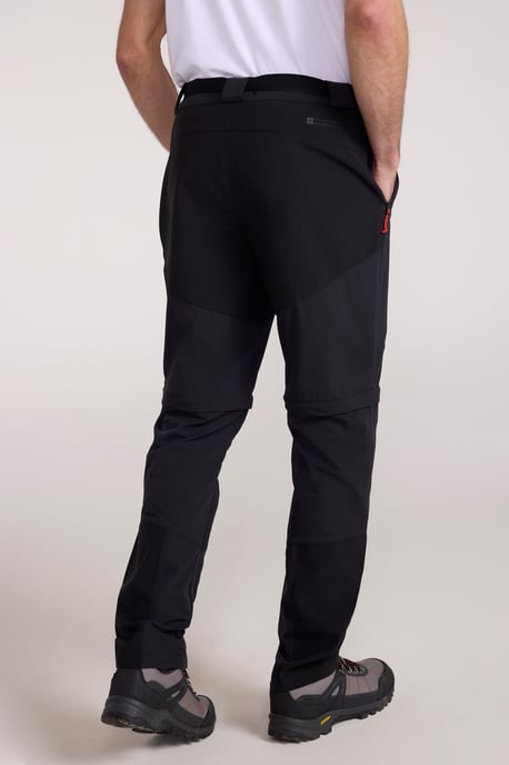 Men's Trekking Convertible Trouser Water Resistant Stretchy Hiking Zip Off Pants Black - Image 4