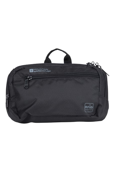 RFID Travel Bum Bag Unisex Lightweight Adjustable Belt Lockable Zip Crossbody Black - Image 1