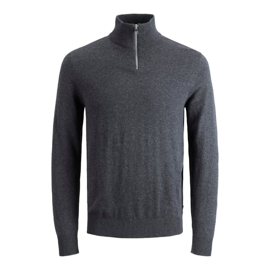 Jack & Jones Tröja Emil Stickad Halv Dragkedja Grå - Image 1