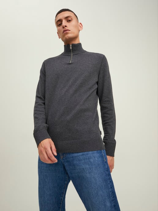 Jack & Jones Tröja Emil Stickad Halv Dragkedja Grå - Image 2