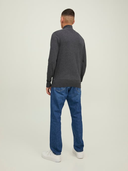 Jack & Jones Tröja Emil Stickad Halv Dragkedja Grå - Image 3