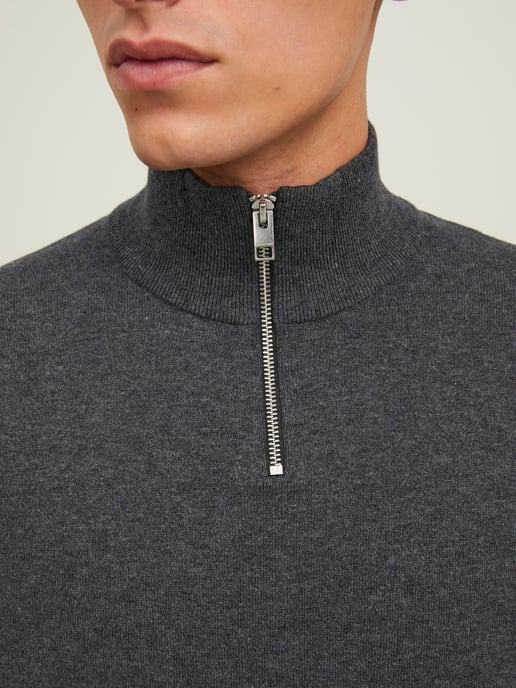 Jack & Jones Tröja Emil Stickad Halv Dragkedja Grå - Image 4