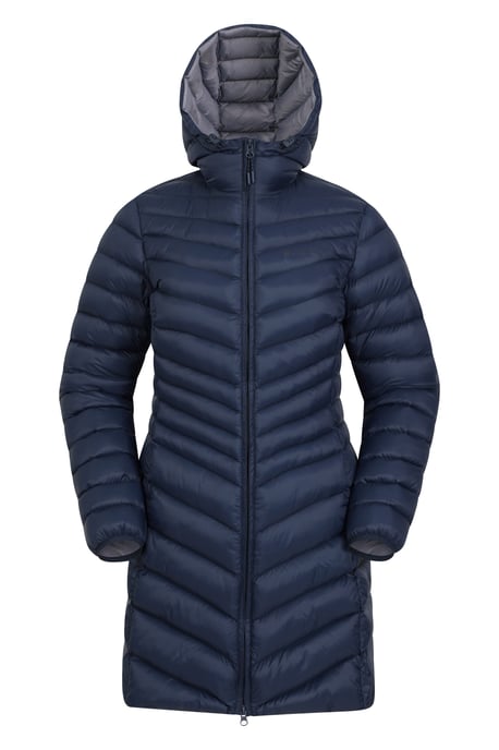 'Florence' Women's Long Padded Jacket Water Resistant Winter Coat Navy - Image 5
