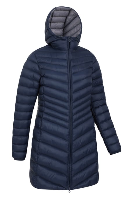 'Florence' Women's Long Padded Jacket Water Resistant Winter Coat Navy - Image 6