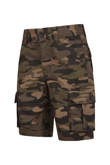 'Camo' Kids Cargo Shorts Cotton Multiple Pockets Comfy Casual Bottoms Khaki - Image 3