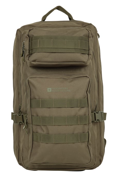 'Legion' Backpack with Rain Cover Emergency Whistle Spacious Hiking Rucksack Khaki - Image 3