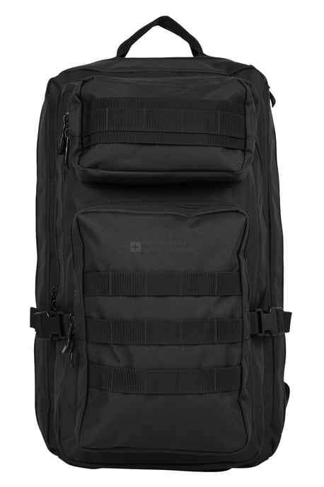 'Legion' Backpack with Rain Cover Emergency Whistle Spacious Hiking Rucksack Black - Image 2